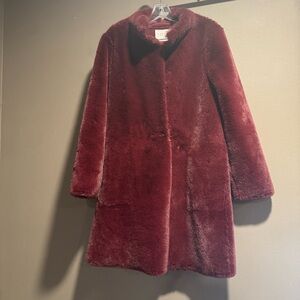 Velvet By Graham Spencer Faux Fur Coat Deep Burgundy Size Small